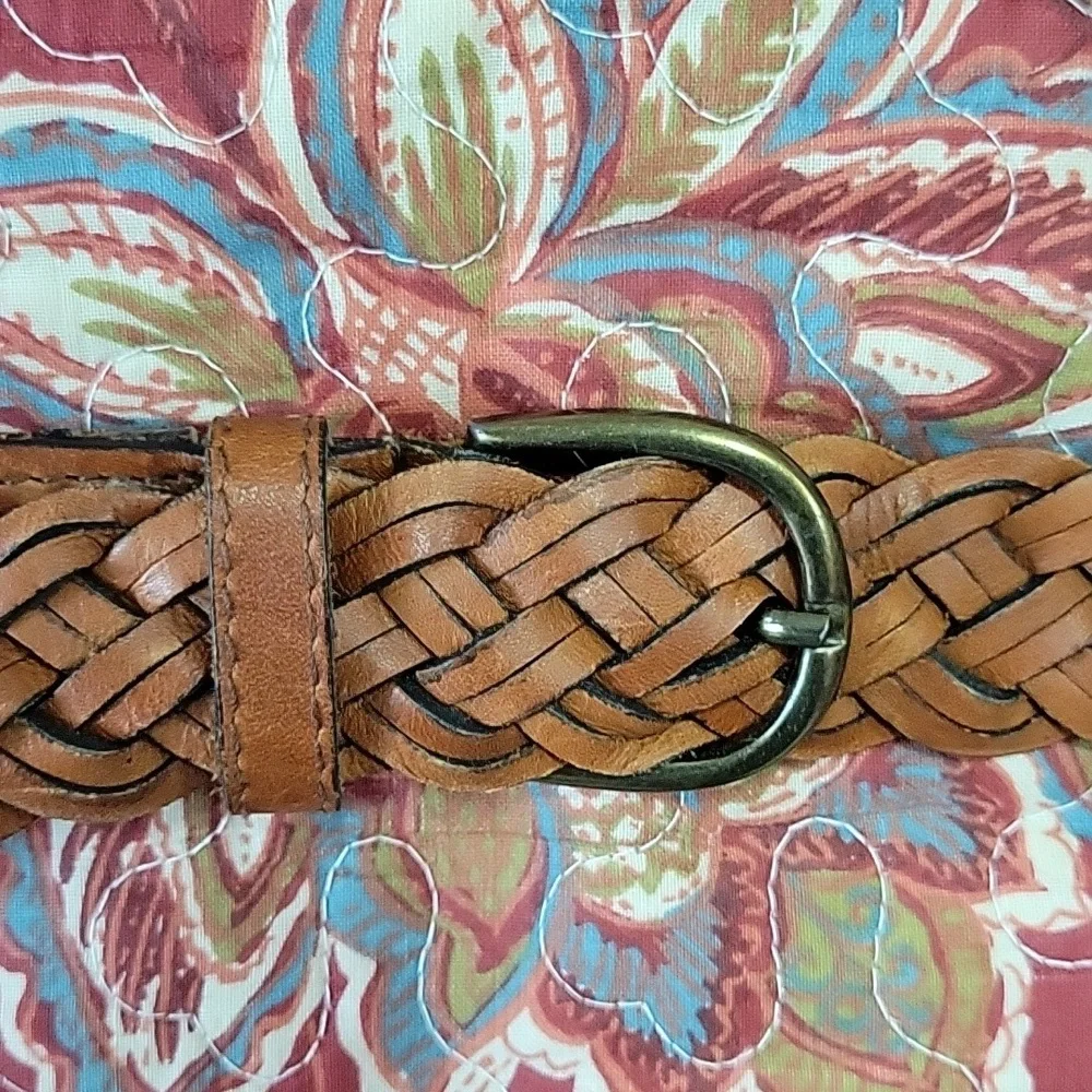 NWOT- Woven/Braided Leather Belt w/Brass Buckle